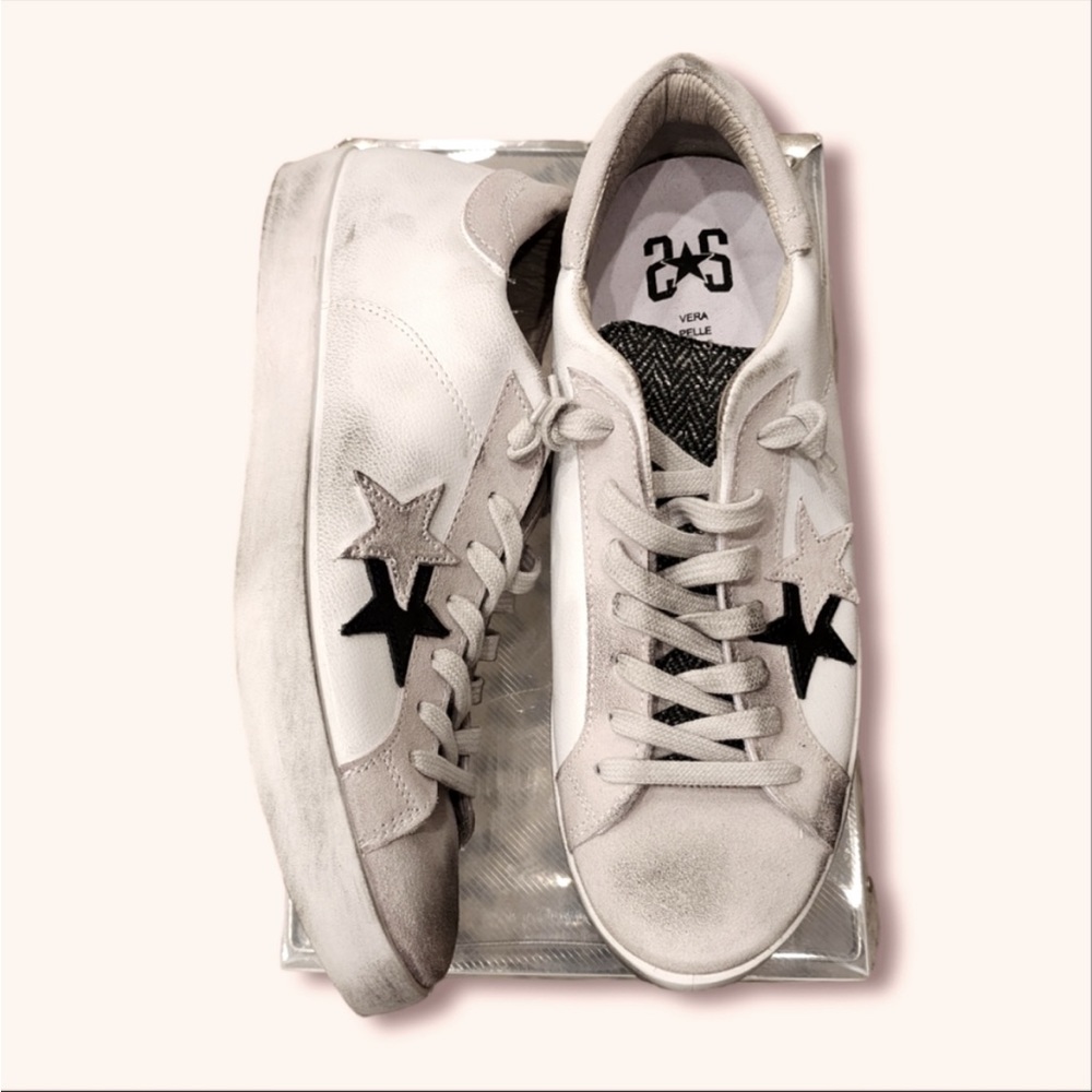 2Star ⭐️Sneakers In White Suede And Leather - Picture 4 of 8